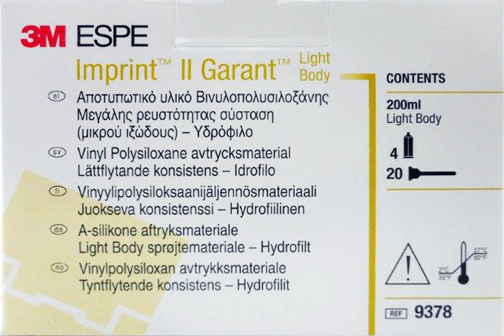 3M ESPE 9378 Imprint II VPS Impression Material Garant Light Body Cartridge 50 mL 3M ESPE 9378 Imprint II VPS Impression Material Garant Light Body Cartridge 50 mL